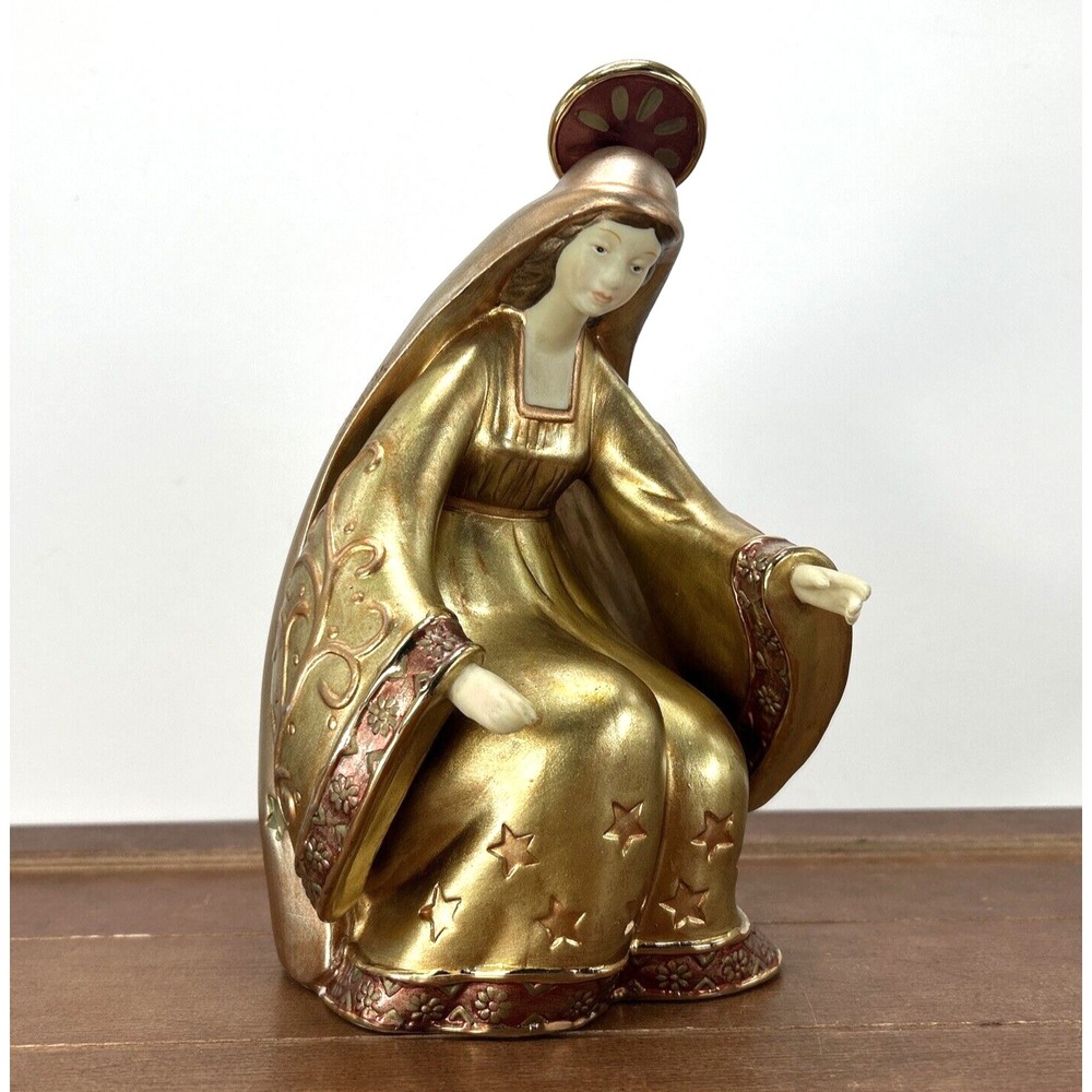 Montana Memories, Mary Nativity 8" Gold Tone Figurine Sculpture, Christmas Decor